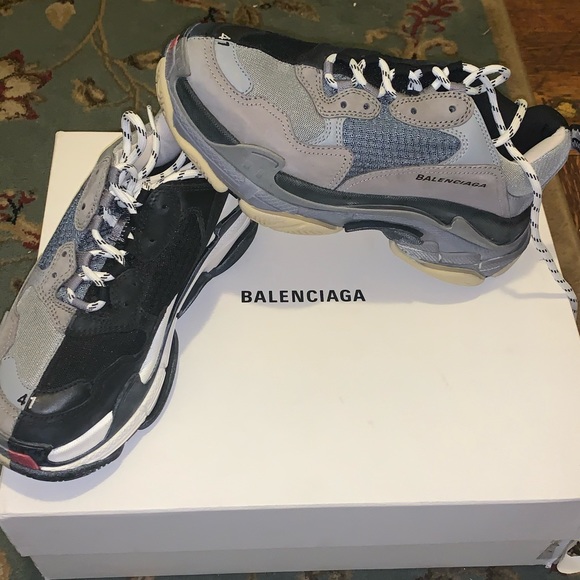 balenciaga triple s split black grey